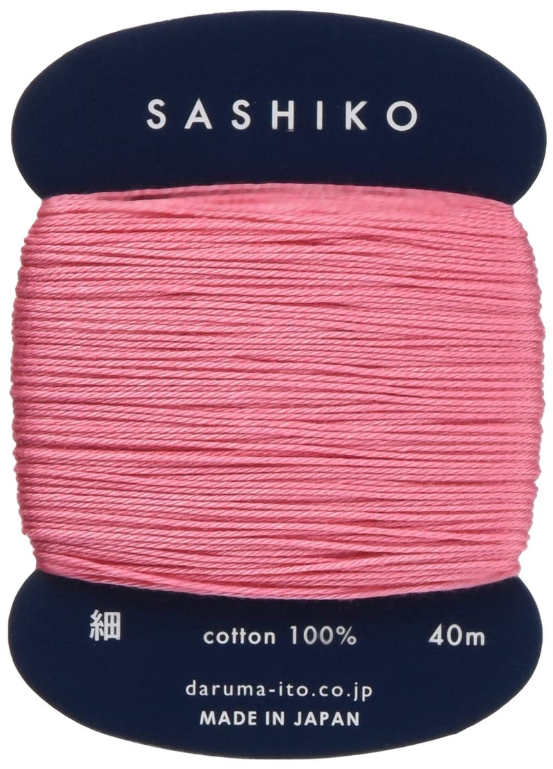 Daruma Yokota Daruma Sashiko Thread Single and Variegated Color (Japanese Apricot Rose Pink, Thin 40M Card) - Image 1